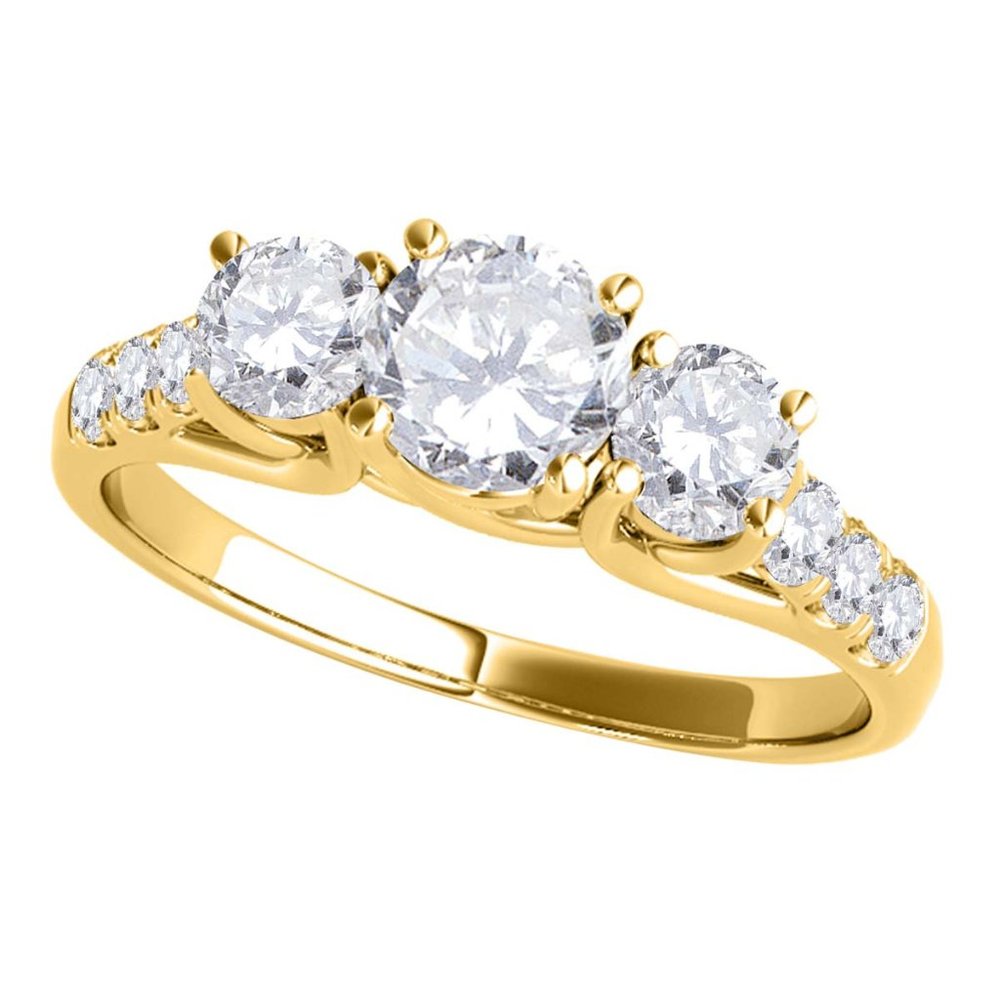 0.5 Ct Diamond 3-Stone Engagement Ring In 14K Gold